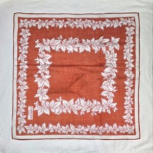 Lanvin Brown and White Leaf Print Scarf SILK One Size Small France NEW